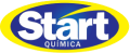 Logo start quimica, elipse azul com a palavra Start e abaixo a palavra quimica em branco